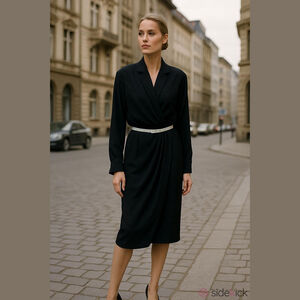 Louis Féraud Vintage Wool Wrap Dress, West Germany, 10, Black